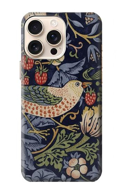 S3791 William Morris Strawberry Thief Fabric Case For iPhone 16 pro