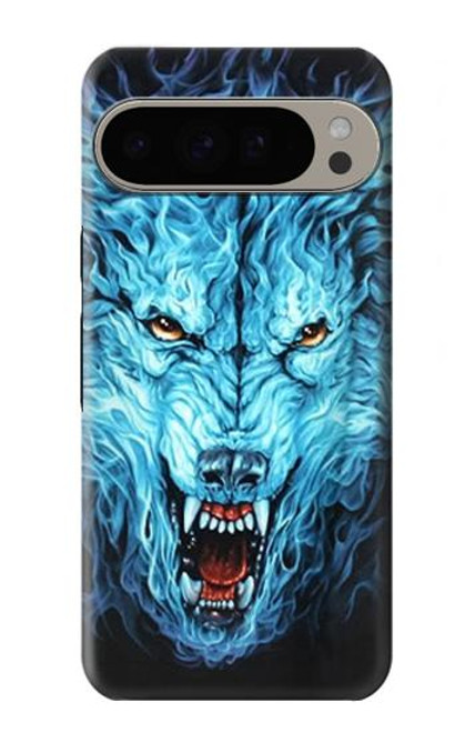 S0752 Blue Fire Grim Wolf Case For Google Pixel 9 Pro XL