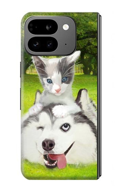 S3795 Kitten Cat Playful Siberian Husky Dog Paint Case For Google Pixel 9 Pro Fold