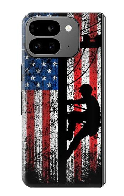 S3803 Electrician Lineman American Flag Case For Google Pixel 9 Pro Fold