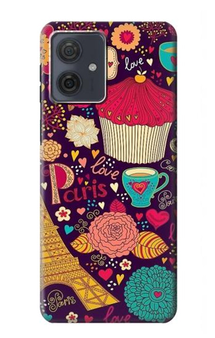S2353 Paris Cartoon Vintage Pattern Case For Motorola Moto G54