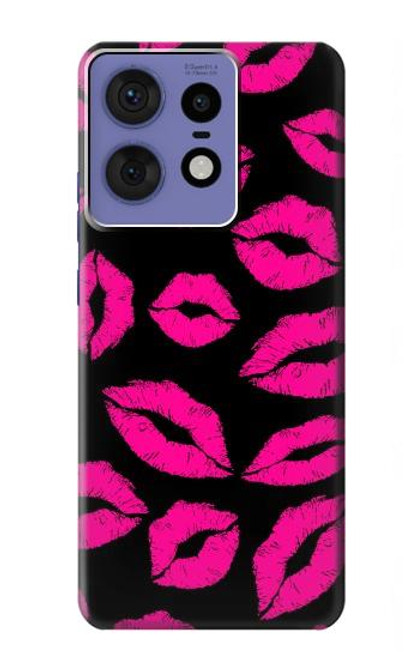 S2933 Pink Lips Kisses on Black Case For Motorola Edge 50 Pro