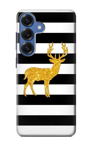 S2794 Black and White Striped Deer Gold Sparkles Case For Samsung Galaxy S25