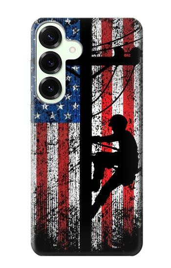 S3803 Electrician Lineman American Flag Case For Samsung Galaxy S25 Plus