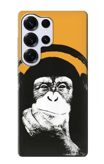S2324 Funny Monkey with Headphone Pop Music Case For Samsung Galaxy S25 Ultra
