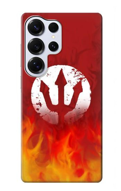 S2803 Fire Red Devil Spear Symbol Case For Samsung Galaxy S25 Ultra