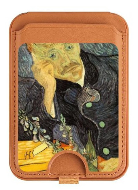 S0212 Van Gogh Portrait of Dr. Gachet Magnetic Card Holder Wallet Stand with MagSafe for iPhone 16 15 14 13 Pro Max