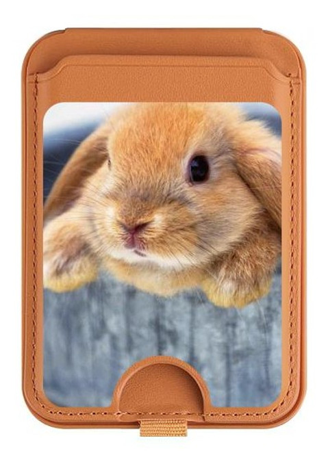 S0242 Cute Rabbit Magnetic Card Holder Wallet Stand with MagSafe for iPhone 16 15 14 13 Pro Max