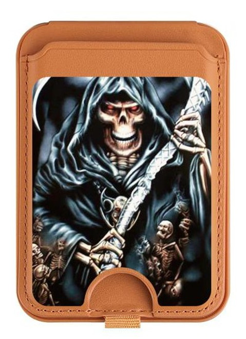 S0295 Grim Reaper Magnetic Card Holder Wallet Stand with MagSafe for iPhone 16 15 14 13 Pro Max