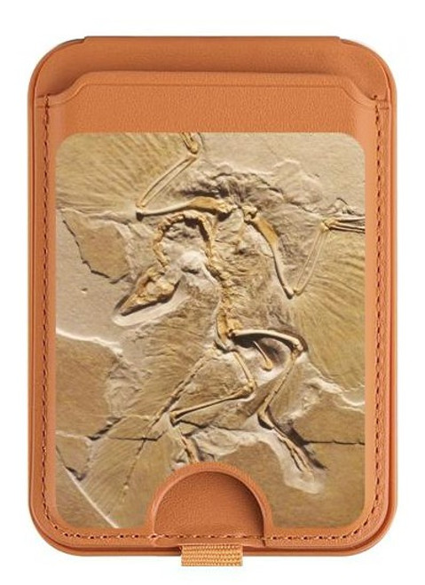 S0380 Dinosaur Fossil Magnetic Card Holder Wallet Stand with MagSafe for iPhone 16 15 14 13 Pro Max