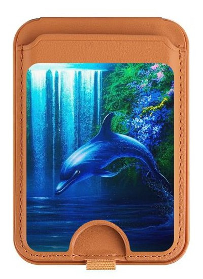 S0385 Dolphin Magnetic Card Holder Wallet Stand with MagSafe for iPhone 16 15 14 13 Pro Max