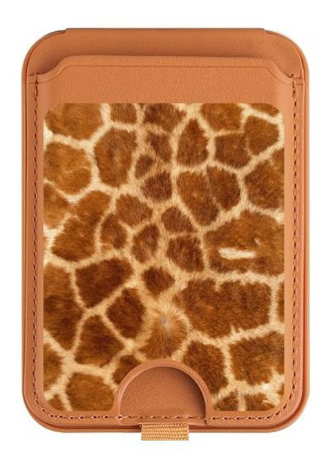 S0422 Giraffe Skin Magnetic Card Holder Wallet Stand with MagSafe for iPhone 16 15 14 13 Pro Max
