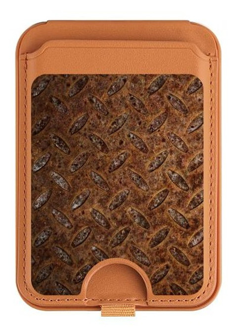 S0542 Rust Texture Magnetic Card Holder Wallet Stand with MagSafe for iPhone 16 15 14 13 Pro Max