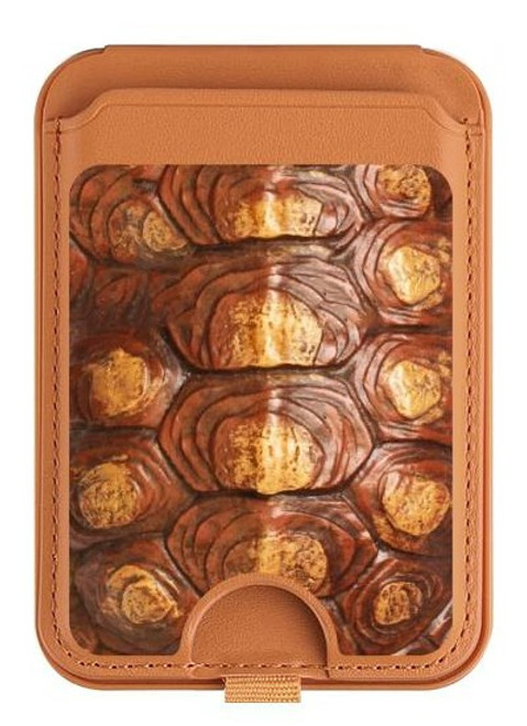 S0579 Turtle Carapace Magnetic Card Holder Wallet Stand with MagSafe for iPhone 16 15 14 13 Pro Max