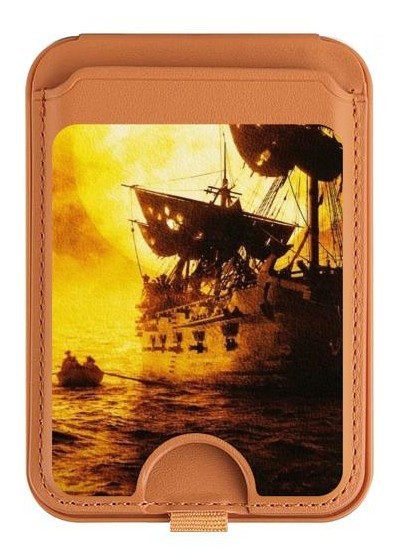 S0841 Pirates Black Pearl Magnetic Card Holder Wallet Stand with MagSafe for iPhone 16 15 14 13 Pro Max