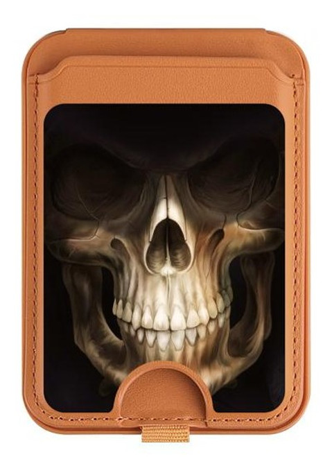 S1107 Skull Face Grim Reaper Magnetic Card Holder Wallet Stand with MagSafe for iPhone 16 15 14 13 Pro Max