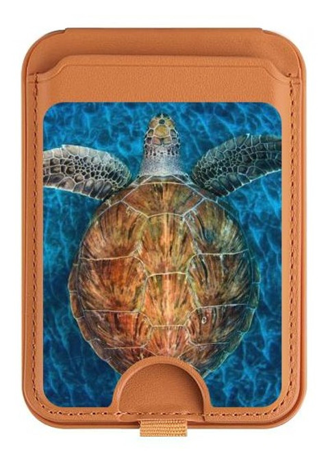 S1249 Blue Sea Turtle Magnetic Card Holder Wallet Stand with MagSafe for iPhone 16 15 14 13 Pro Max