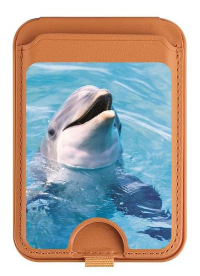 S1291 Dolphin Magnetic Card Holder Wallet Stand with MagSafe for iPhone 16 15 14 13 Pro Max