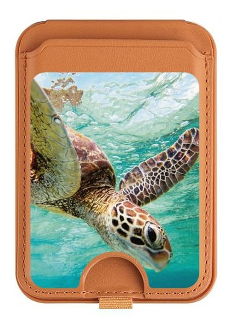 S1377 Ocean Sea Turtle Magnetic Card Holder Wallet Stand with MagSafe for iPhone 16 15 14 13 Pro Max