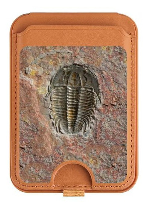 S1454 Trilobite Fossil Magnetic Card Holder Wallet Stand with MagSafe for iPhone 16 15 14 13 Pro Max