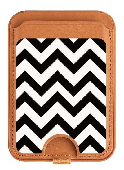 S1613 Chevron Zigzag Magnetic Card Holder Wallet Stand with MagSafe for iPhone 16 15 14 13 Pro Max
