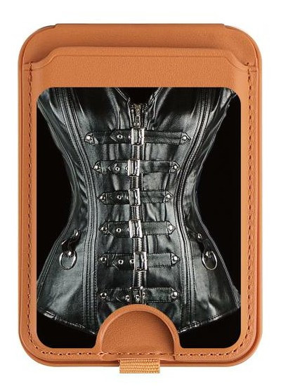 S1639 Gothic Corset Black Magnetic Card Holder Wallet Stand with MagSafe for iPhone 16 15 14 13 Pro Max