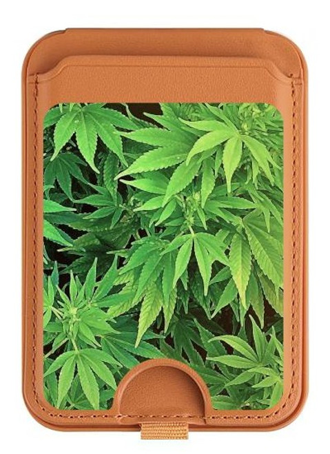 S1656 Marijuana Plant Magnetic Card Holder Wallet Stand with MagSafe for iPhone 16 15 14 13 Pro Max
