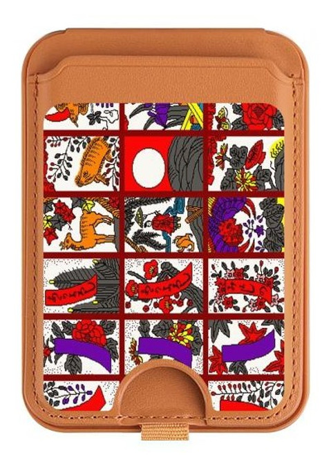 S1923 Hanafuda Japanese Flower Card Magnetic Card Holder Wallet Stand with MagSafe for iPhone 16 15 14 13 Pro Max