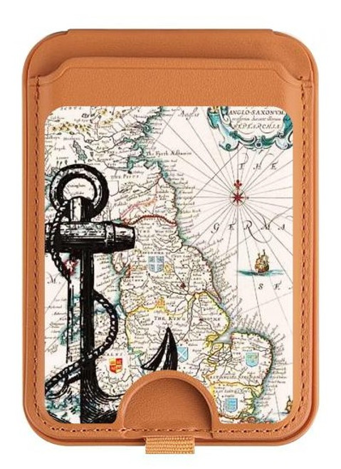 S1962 Nautical Chart Magnetic Card Holder Wallet Stand with MagSafe for iPhone 16 15 14 13 Pro Max