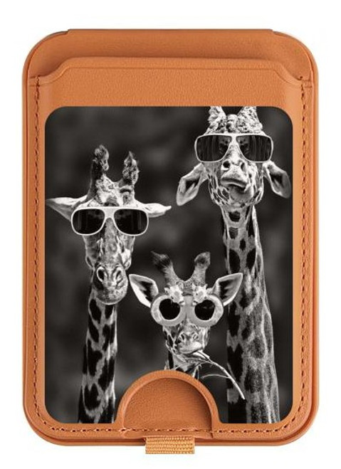 S2327 Giraffes With Sunglasses Magnetic Card Holder Wallet Stand with MagSafe for iPhone 16 15 14 13 Pro Max
