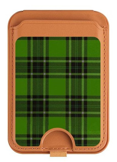 S2373 Tartan Green Pattern Magnetic Card Holder Wallet Stand with MagSafe for iPhone 16 15 14 13 Pro Max