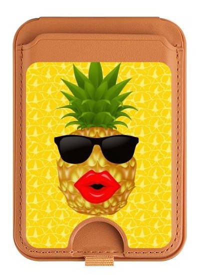 S2443 Funny Pineapple Sunglasses Kiss Magnetic Card Holder Wallet Stand with MagSafe for iPhone 16 15 14 13 Pro Max