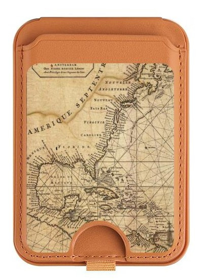 S2506 Exploration North America Map Magnetic Card Holder Wallet Stand with MagSafe for iPhone 16 15 14 13 Pro Max
