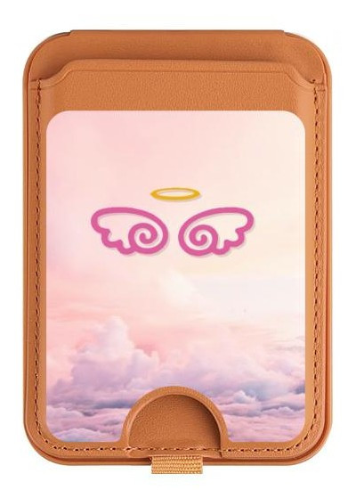 S2514 Cute Angel Wings Magnetic Card Holder Wallet Stand with MagSafe for iPhone 16 15 14 13 Pro Max