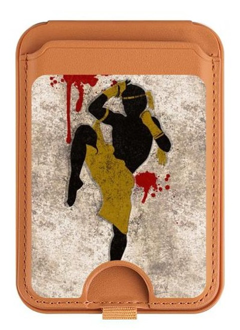 S2635 Muay Thai Kickboxing Fight Blood Magnetic Card Holder Wallet Stand with MagSafe for iPhone 16 15 14 13 Pro Max