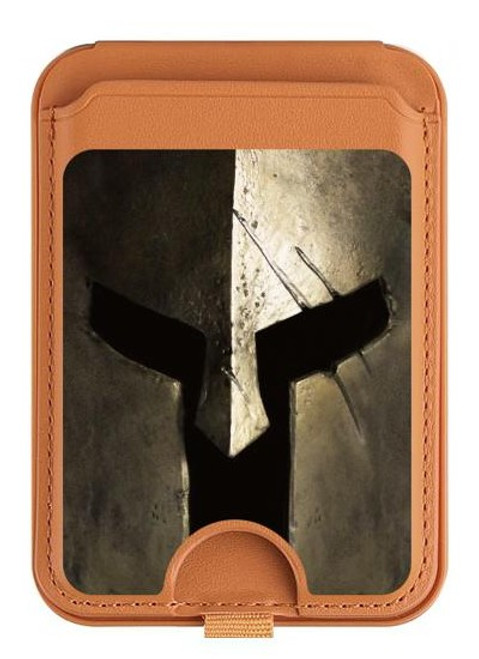 S2673 Spartan Warrior Helmet Magnetic Card Holder Wallet Stand with MagSafe for iPhone 16 15 14 13 Pro Max