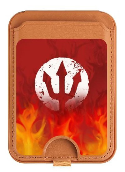 S2803 Fire Red Devil Spear Symbol Magnetic Card Holder Wallet Stand with MagSafe for iPhone 16 15 14 13 Pro Max