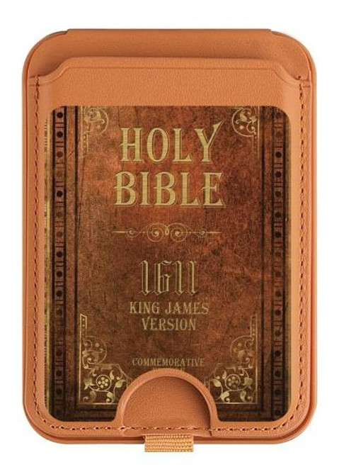 S2890 Holy Bible 1611 King James Version Magnetic Card Holder Wallet Stand with MagSafe for iPhone 16 15 14 13 Pro Max
