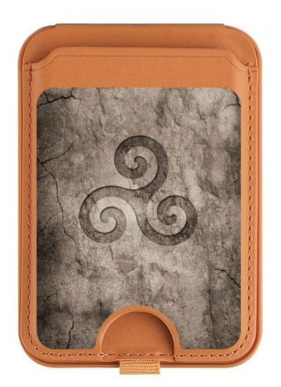 S2892 Triskele Symbol Stone Texture Magnetic Card Holder Wallet Stand with MagSafe for iPhone 16 15 14 13 Pro Max