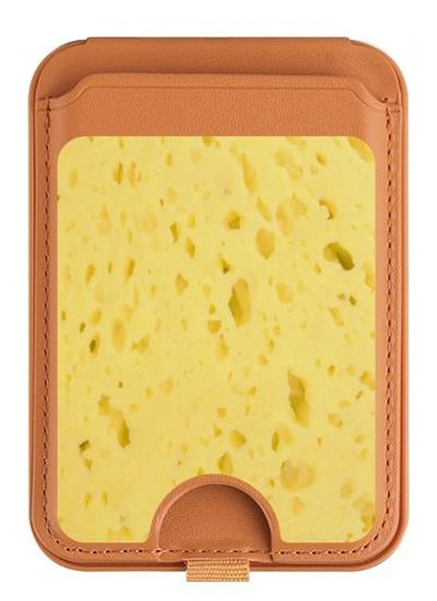 S2913 Cheese Texture Magnetic Card Holder Wallet Stand with MagSafe for iPhone 16 15 14 13 Pro Max