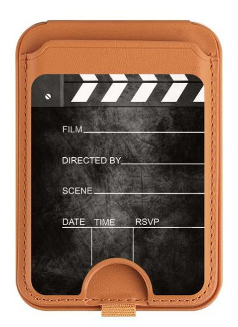S2919 Vintage Director Clapboard Magnetic Card Holder Wallet Stand with MagSafe for iPhone 16 15 14 13 Pro Max
