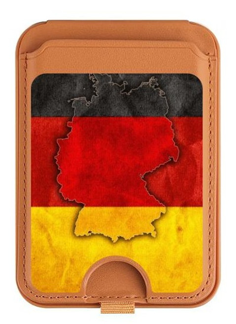 S2935 Germany Flag Map Magnetic Card Holder Wallet Stand with MagSafe for iPhone 16 15 14 13 Pro Max