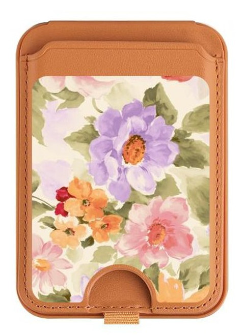S3035 Sweet Flower Painting Magnetic Card Holder Wallet Stand with MagSafe for iPhone 16 15 14 13 Pro Max