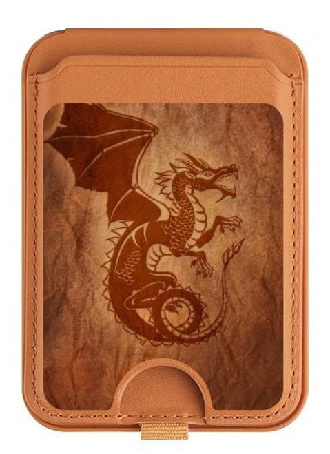 S3086 Red Dragon Tattoo Magnetic Card Holder Wallet Stand with MagSafe for iPhone 16 15 14 13 Pro Max