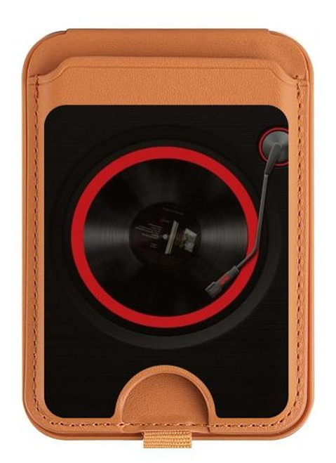 S3531 Spinning Record Player Magnetic Card Holder Wallet Stand with MagSafe for iPhone 16 15 14 13 Pro Max