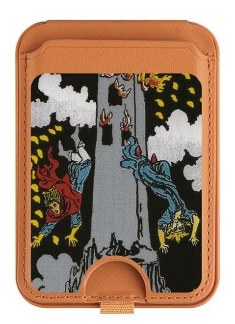 S3745 Tarot Card The Tower Magnetic Card Holder Wallet Stand with MagSafe for iPhone 16 15 14 13 Pro Max