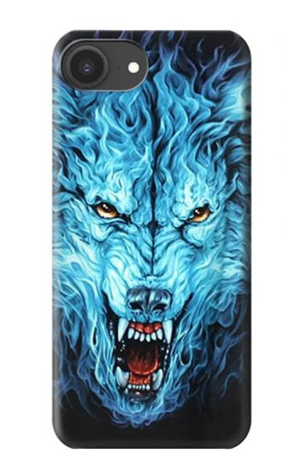 S0752 Blue Fire Grim Wolf Case For iPhone 16e