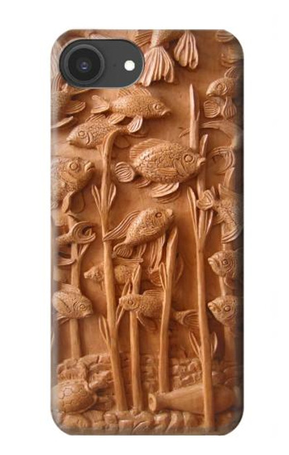 S1307 Fish Wood Carving Graphic Printed Case For iPhone 16e