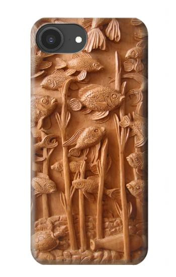 S1307 Fish Wood Carving Graphic Printed Case For iPhone 16e, 17e