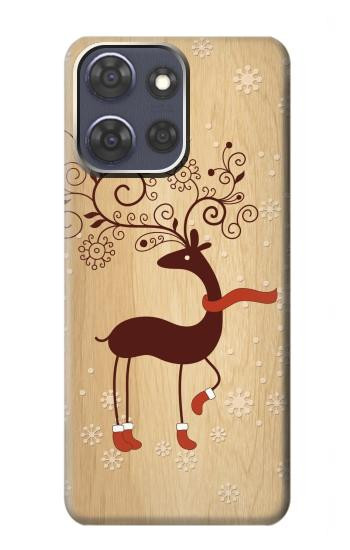 S3081 Wooden Raindeer Graphic Printed Case For Motorola Moto G Power (2025,2026)